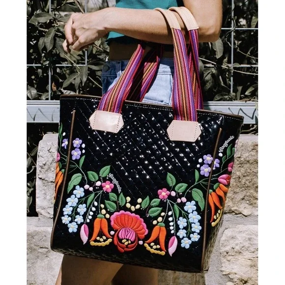 Consuela La Reina Classic Tote with Floral Embroidery and Multicolor Straps - Picture 16 of 16